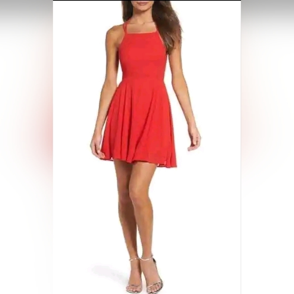 Lulus Good Deeds Lace-Up Skater Dress S